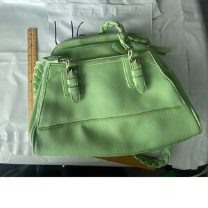 Womens Green Handbag Purse Shoulder Bag With Braided Straps